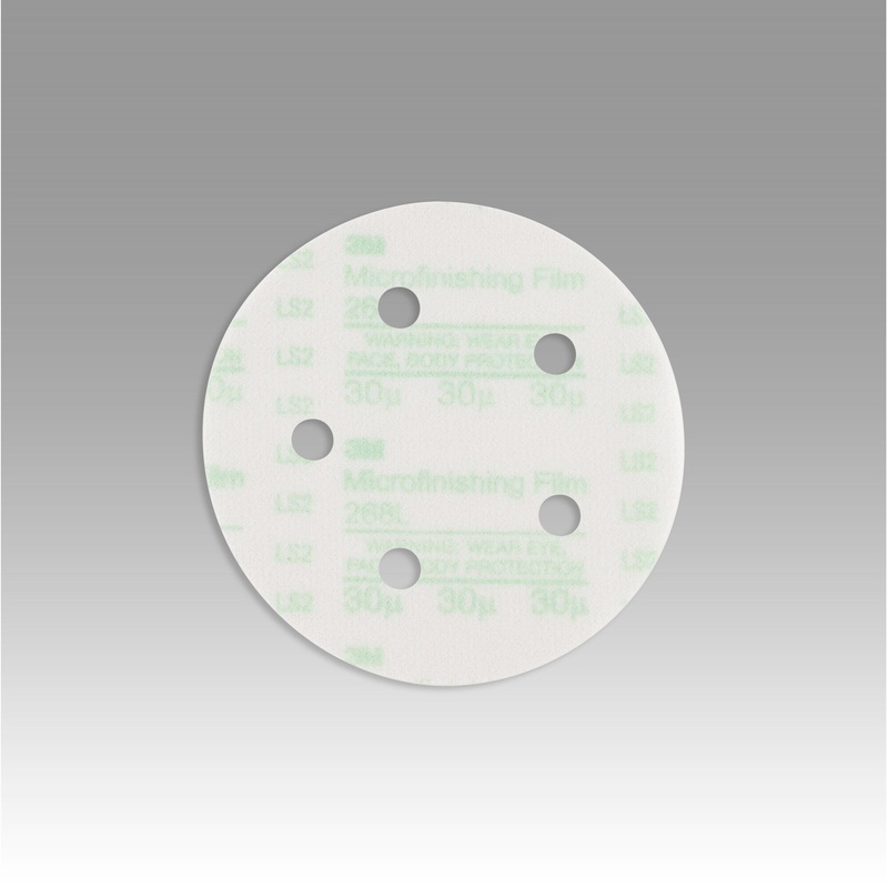 3M Microfinishing PSA Film Disc 268L, 100 Mic 3MIL, Type D, 5 in x NH,D/F 5HL