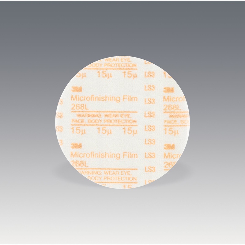 3M Microfinishing PSA Film Disc 268L, 15 Mic 3MIL, Type D, 1 in x NH,Die 100N