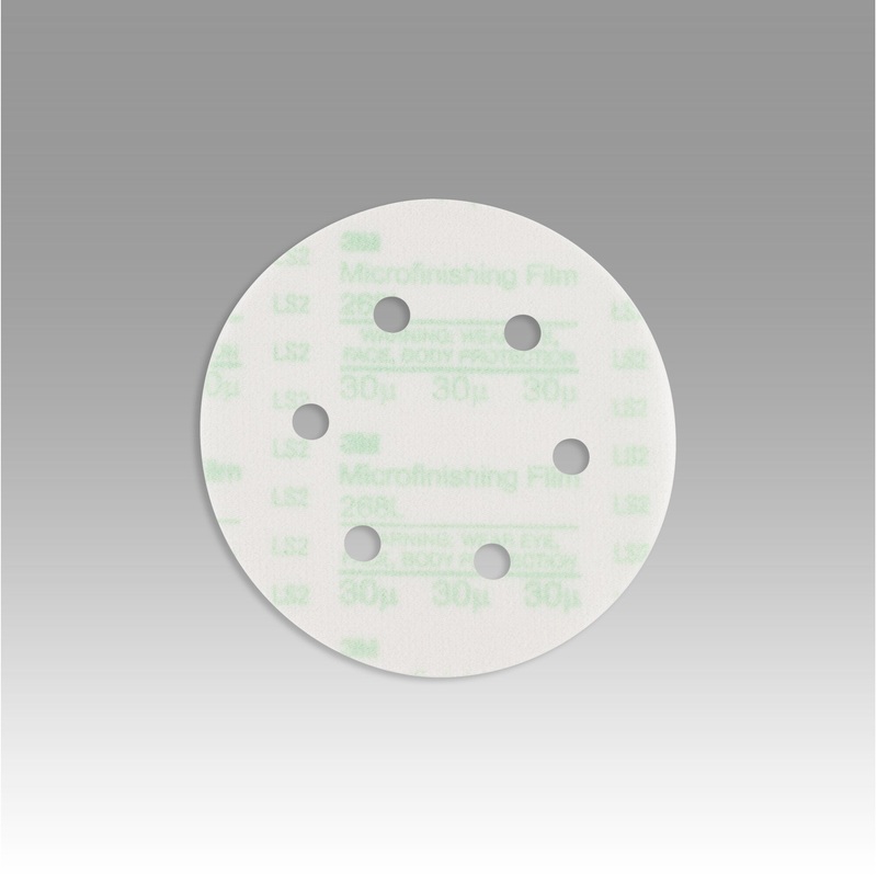 3M Microfinishing PSA Film Disc 268L, 60 Mic 3MIL, Type D, 6 in x NH,D/F 6HL