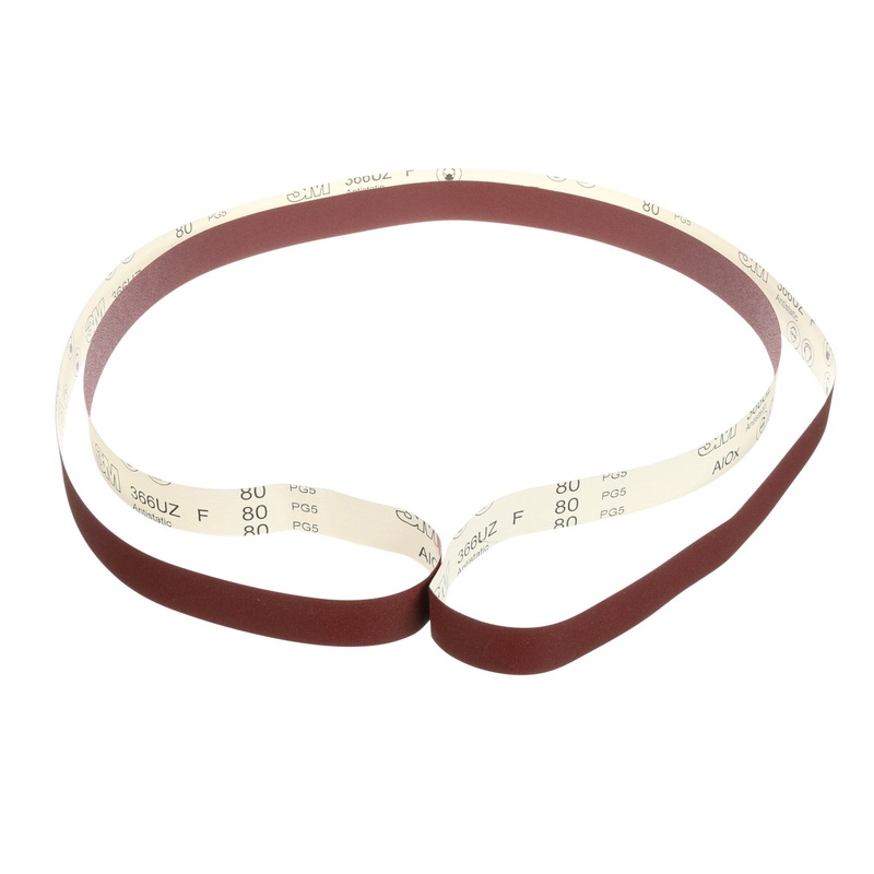 3M Paper Belt 366UZ, P320 F-weight, 3 in x 90 in, Sine-lok, Full-flex