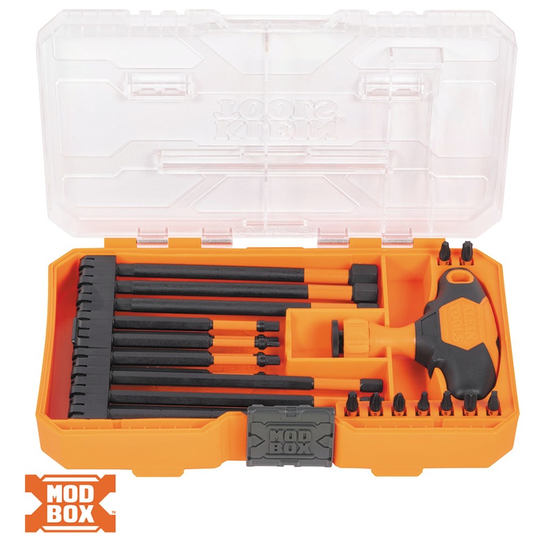 Klein Tools 33804 ProFlex Impact-Rated Interchangeable Ratcheting T-Handle Set, 23 Pc.