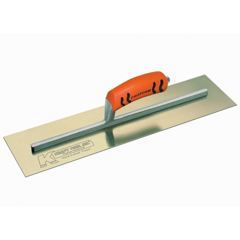 Kraft Tool CF542PF 16" x 4-1/2" Golden Stainless Steel Cement Trowel with ProForm Handle
