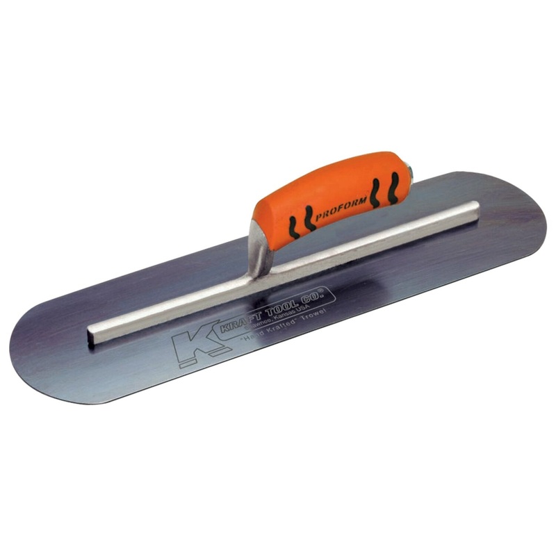 Kraft Tool CF721BPF 12" x 4" Blue Steel Pool Trowel with a ProForm Handle on a Long Shank
