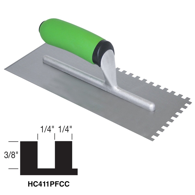 Kraft Tool HC411PFCC Hi-Craft 1/4" x 3/8" x 1/4" Square-Notch Trowel with Soft Grip Handle