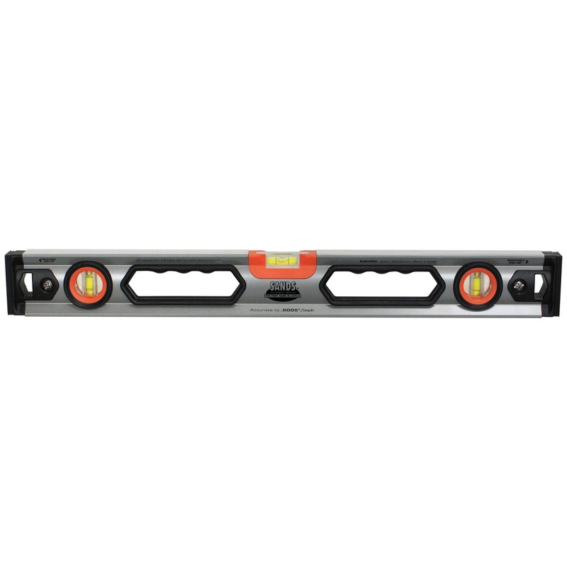 Sands Level & Tool SLBZ24HH 24" Professional Aluminum Box Level with Hand Holes (3 Vials)