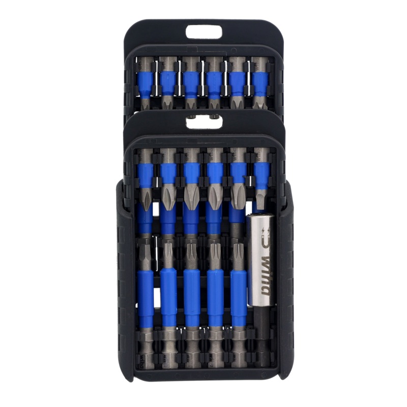 Wiha Tools 70289 TerminatorBlue Impact Driver Bit Set with Belt Clip, 24 Pc.