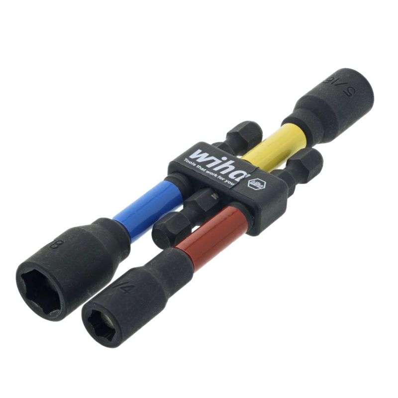 Wiha Tools 70489 Color-Coded Magnetic SAE Socket Adapter, 3 Pc.