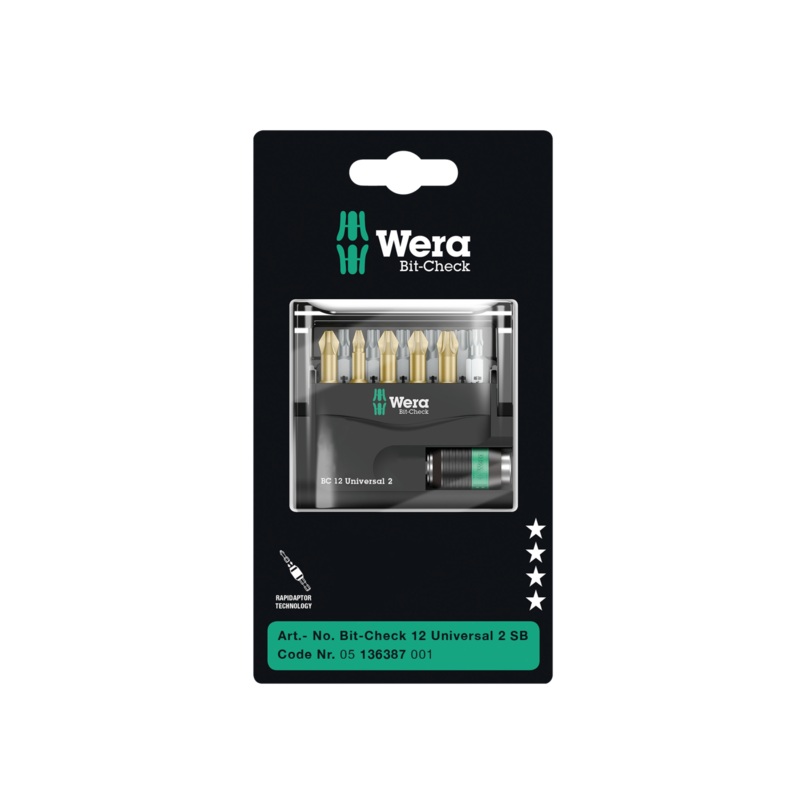 Wera Tools 05136387001 Bit-Check 12 Universal 2 SB Set