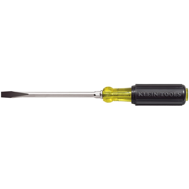 Klein Tools 602-6 5/16-Inch Keystone Tip Screwdriver, 6-Inch Heavy Duty Round Shank with Cushion Grip Handle