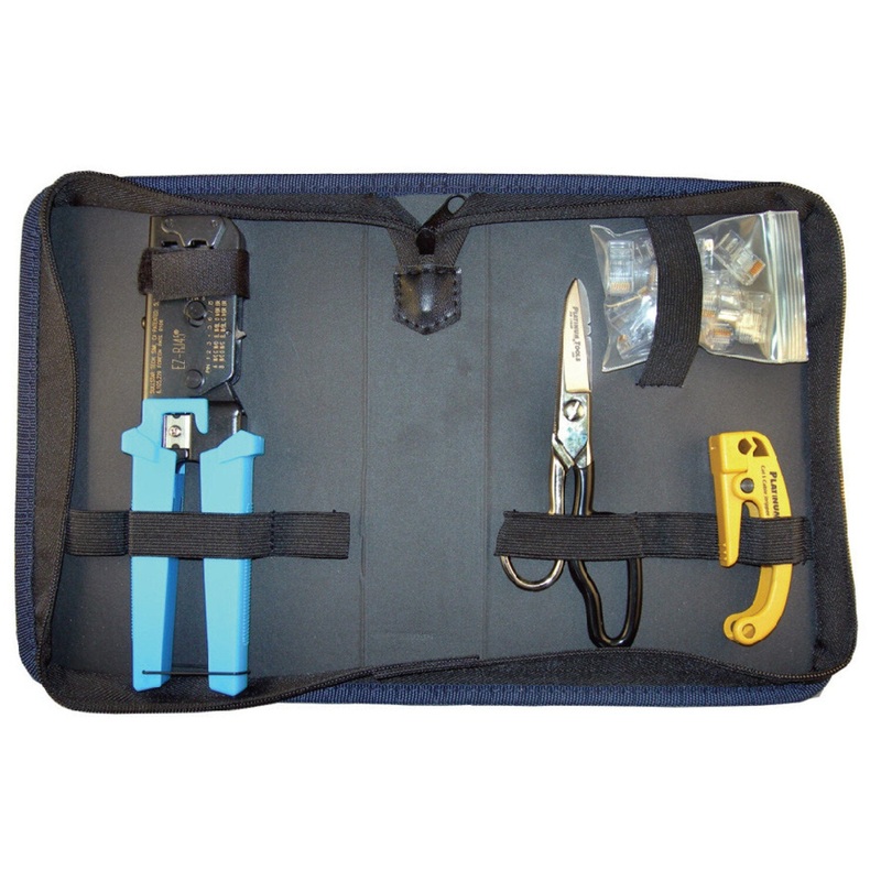 Platinum Tools 90136 EZ-RJ45 Termination Kit  Pass-Through RJ45s, Basic Installation, Includes Tool Bag