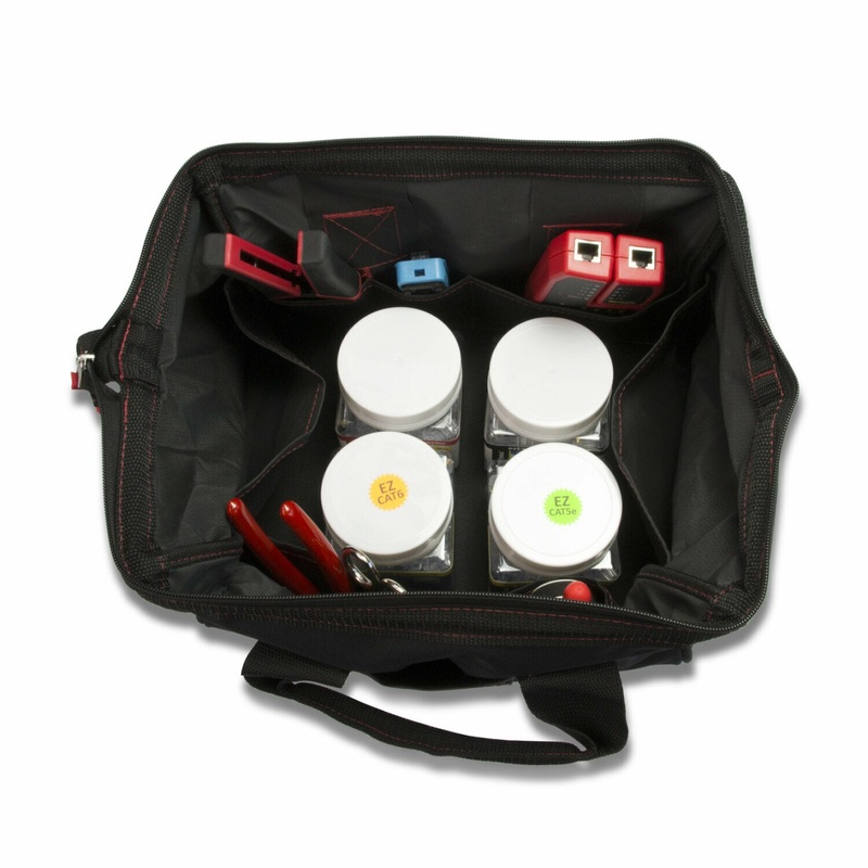 Platinum Tools 90149 ezEX-RJ45 Termination and Test Kit  Pass-Through RJ45s, Deluxe Installation, Includes LANSeeker Cable Tester and Tool Pouch
