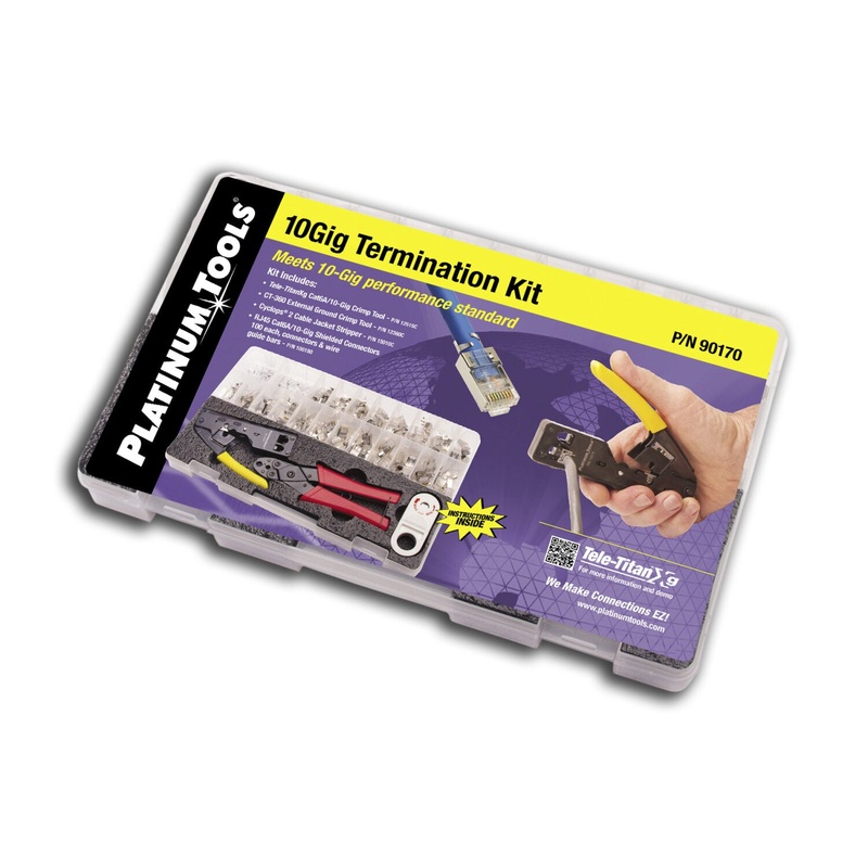 Platinum Tools 90170 Tele-TitanXg Termination Kit  Standard RJ45s, Basic Installation, Includes Plastic Case