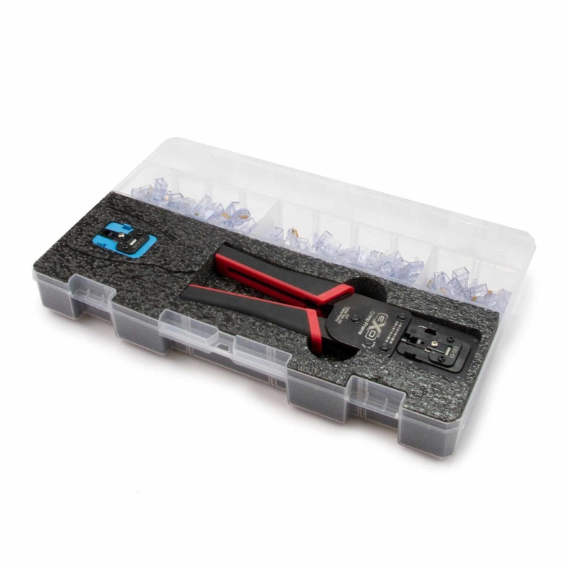 Platinum Tools 90186 ezEX-RJ45 Termination Kit  Pass-Through RJ45s, Basic Installation, Includes Plastic Case
