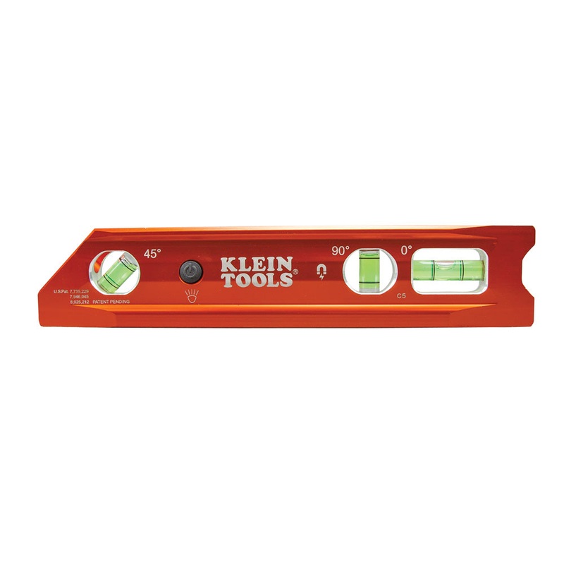 Klein Tools 935RBLT Lighted Level, Magnetic Torpedo, 3 Vial, V-Groove and Magnet Track