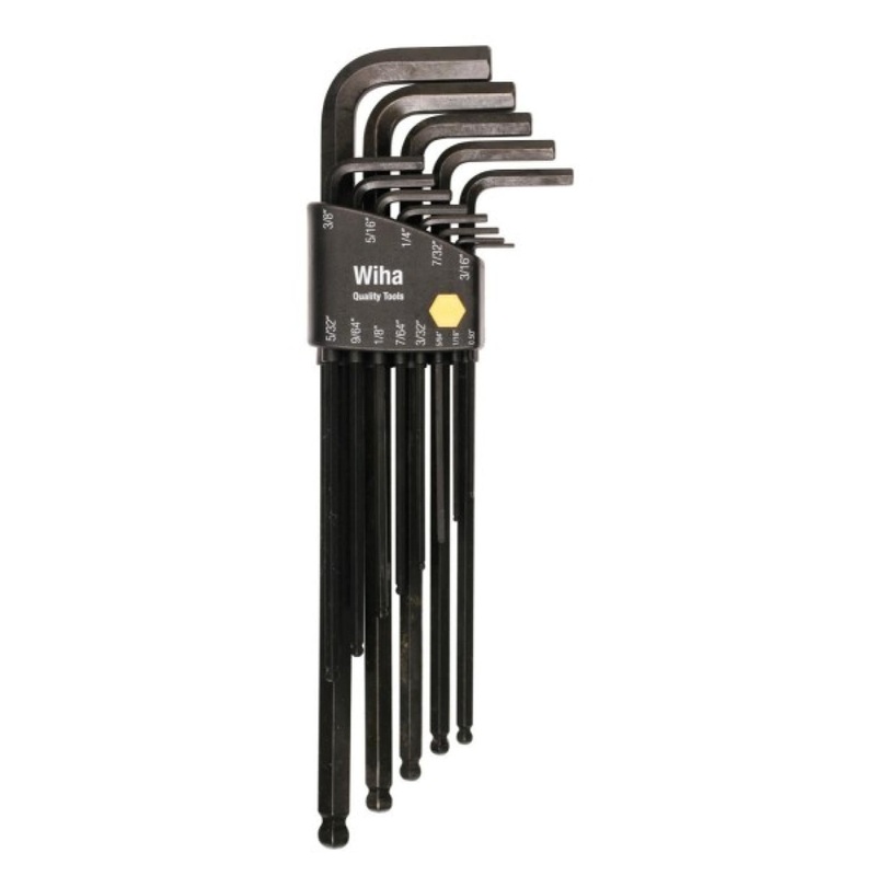 Wiha Tools 36991 Ball End Hex Long Arm Black L-Keys, 13 Pc. Set