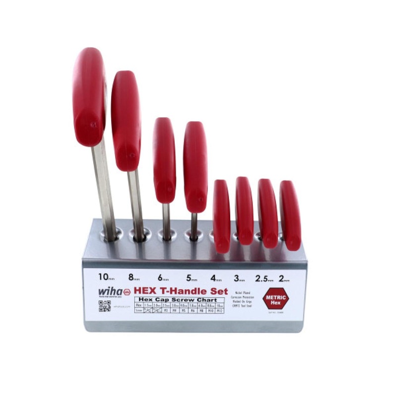 Wiha Tools 33488 Hex T-Handle Metric 8 Piece Set in Metal Stand