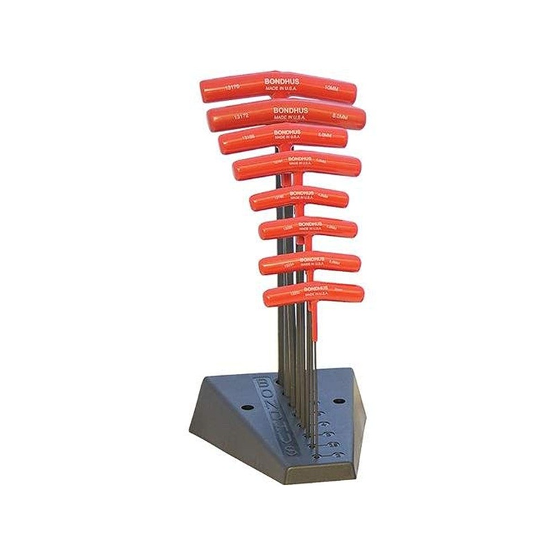 Bondhus 13189 Set of 8 Balldriver and Hex T-handles with Stand, sizes 2-10mm