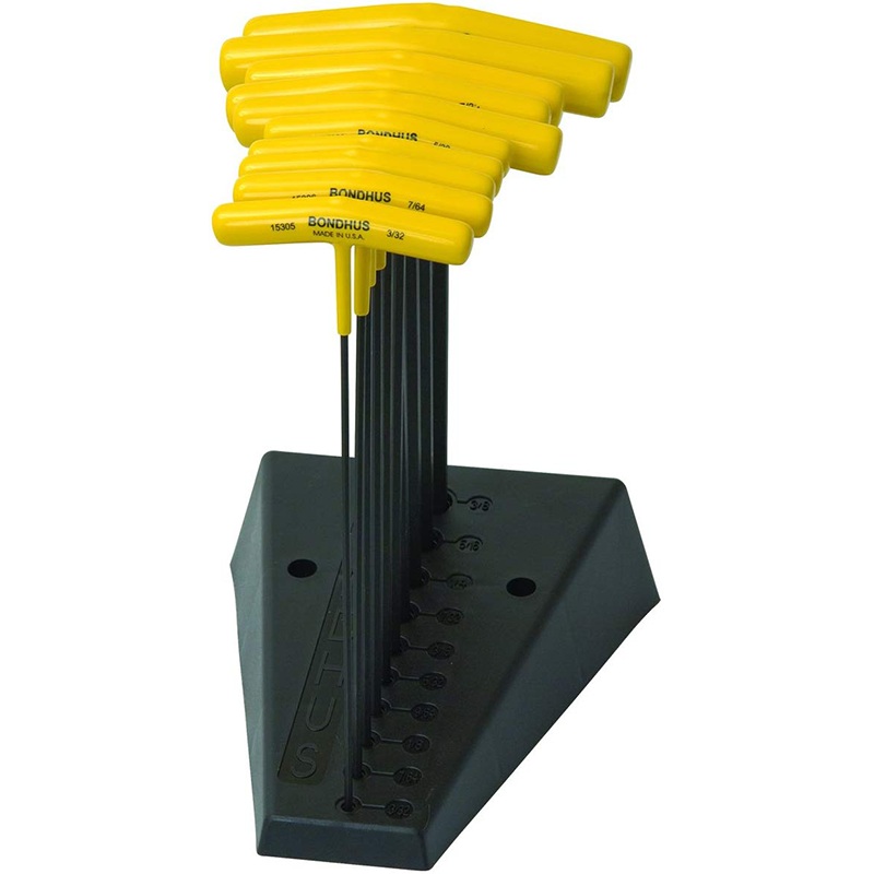 Bondhus 15390 Hex End T-Handle Set & Stand, 10 Pc.