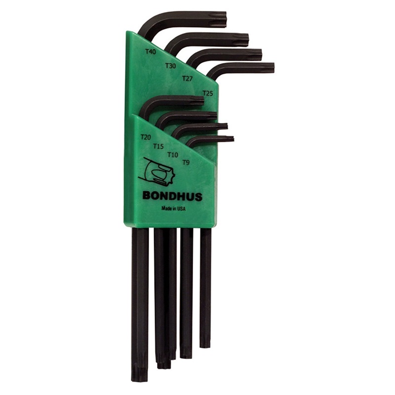 Bondhus 31834 Long Length TORX L-Wrenches, 8 Piece Set, Sizes T9-T40