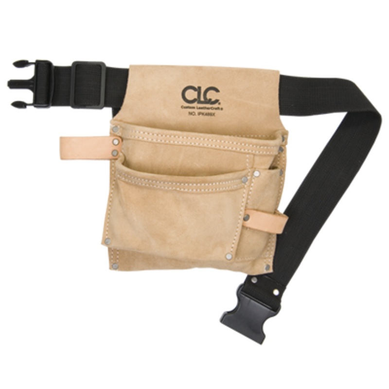 CLC IP489X 3 POCKET NAIL & TOOL BAG WITH POLY WEB BELT