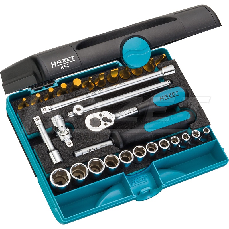 Hazet 854 1/4" 30 Pc Socket and Bit Titanium-Nitride Set