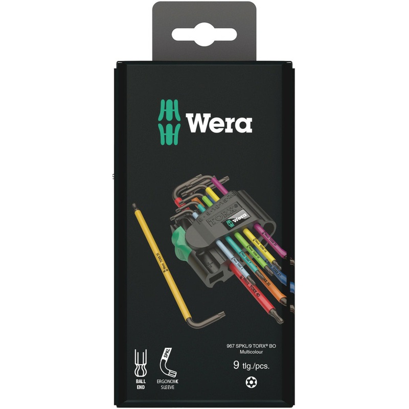Wera 967/9 TX BO Multicolour 1 SB L-key set for tamper-proof TORX screws, BlackLaser, 9 pieces