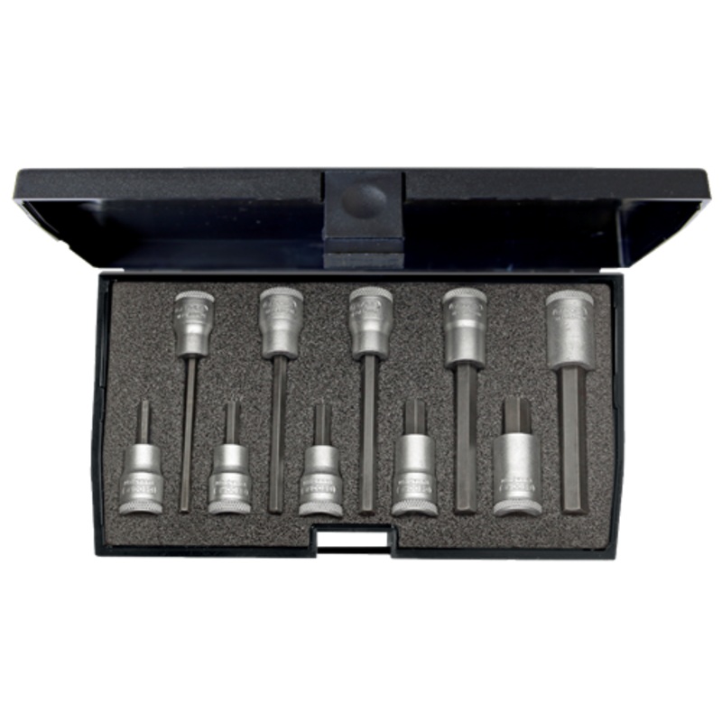 Gedore 1509918 bit socket Set 3/8" 4-10mm for in-hex screws, 10 Piece IN 30 LKM