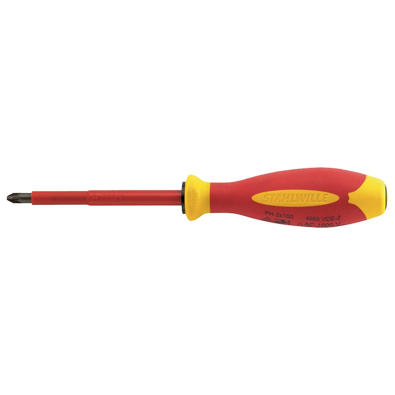 Stahlwille 46653002 4665 VDE DRALL+ Insulated Phillips Screwdriver, #2 x 100 mm