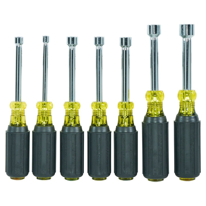 Klein Tools 631M Magnetic Nut Driver Set 3-Inch Shaft, 7 Piece