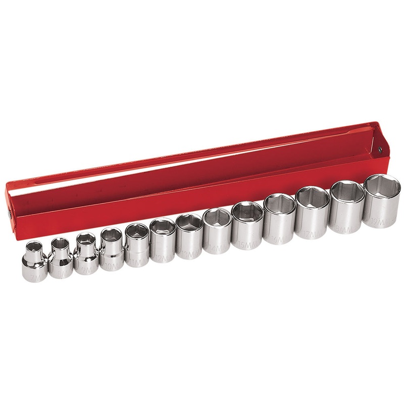 Klein Tools 65506 3/8-Inch Drive Socket Set, Metric, 13-Piece