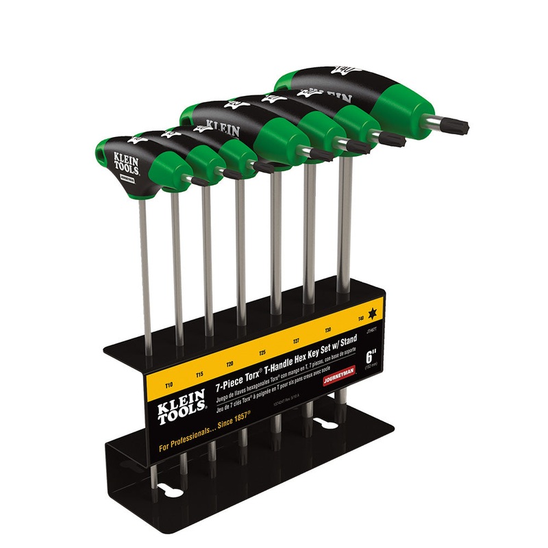 Klein Tools JTH67T TORX T-Handle HEx Key Set and Stand, 6", 7 Pc.