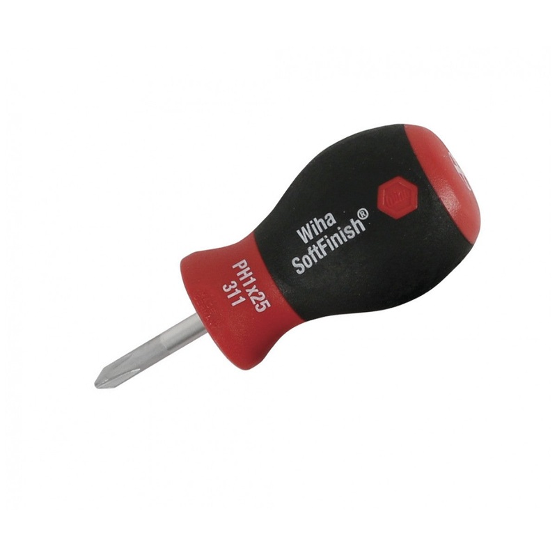 Wiha Tools 31140 SoftFinish Phillips Stubby Screwdriver, #2 x 25 mm